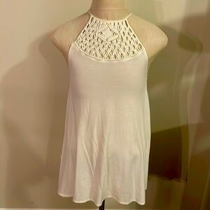 NWOT Billabong cream dress with crochet top. Size Medium.